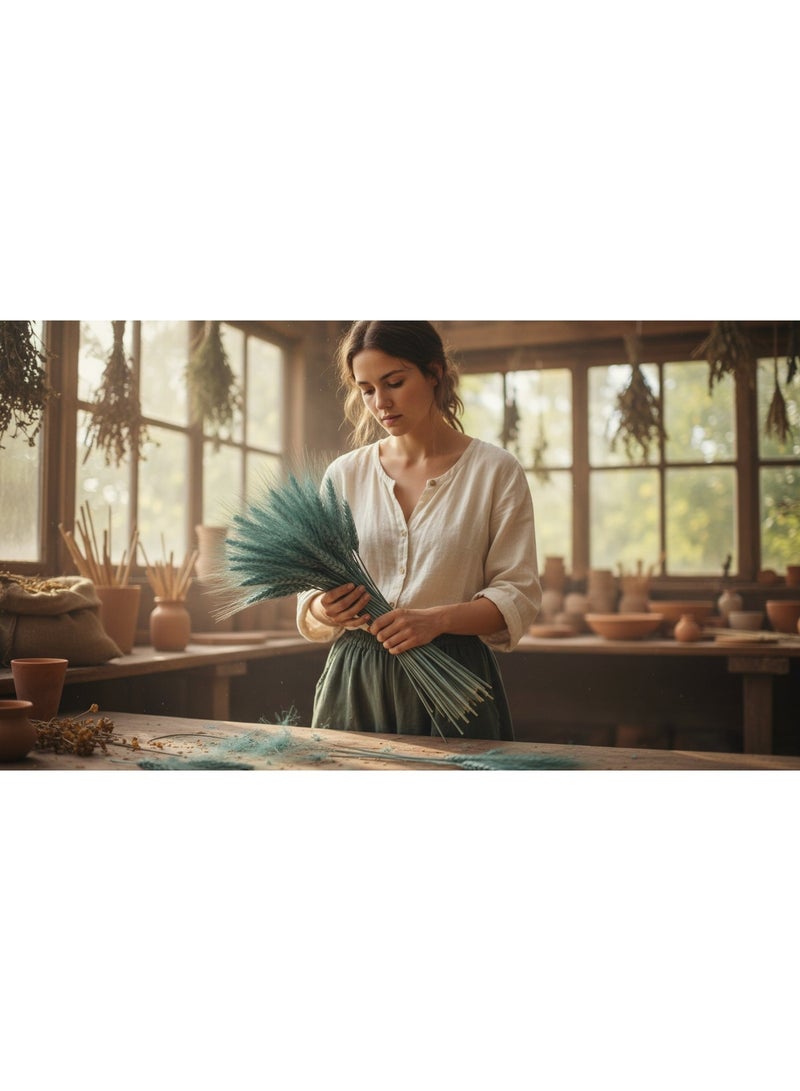 FANCY FLOWERS Fancy Dry Wheat Grass Bouquet Natural Dried Flowers ( Blue bayou  50) - Image 4